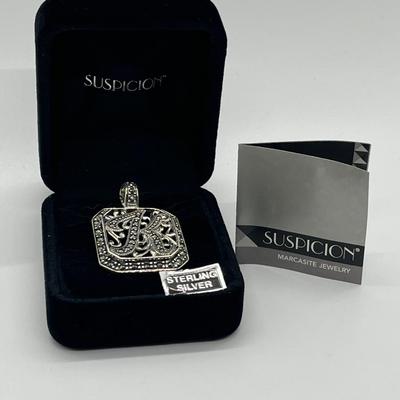 LOT Suspicion Sterling Silver & Marcasite Initial "K" Enhancer/Pendant