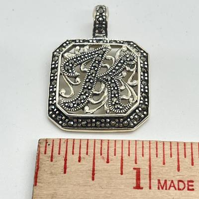LOT Suspicion Sterling Silver & Marcasite Initial "K" Enhancer/Pendant
