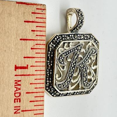 LOT Suspicion Sterling Silver & Marcasite Initial "K" Enhancer/Pendant