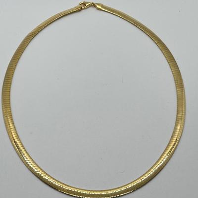 LOT 179: Veronese 18K Gold Bonded Sterling Silver 18" Reversible Omega Necklace