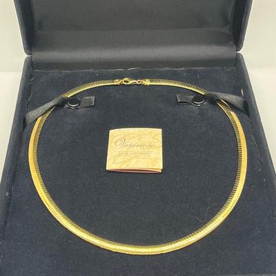 LOT 179: Veronese 18K Gold Bonded Sterling Silver 18" Reversible Omega Necklace