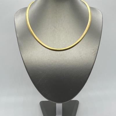 LOT 179: Veronese 18K Gold Bonded Sterling Silver 18" Reversible Omega Necklace