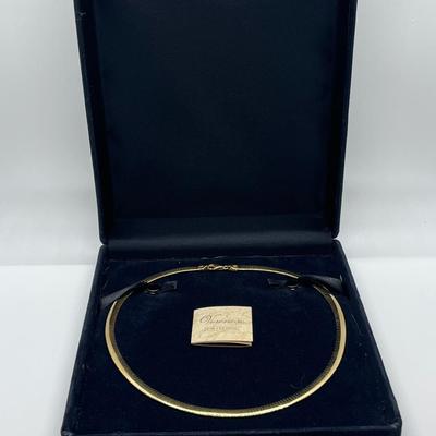 LOT 179: Veronese 18K Gold Bonded Sterling Silver 18" Reversible Omega Necklace