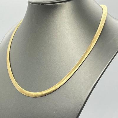 LOT 179: Veronese 18K Gold Bonded Sterling Silver 18" Reversible Omega Necklace
