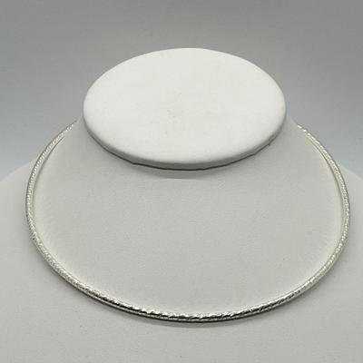 LOT 180: Sterling Silver 18" Diamond Cut Omega Wire Necklace