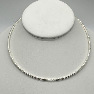 LOT 180: Sterling Silver 18" Diamond Cut Omega Wire Necklace