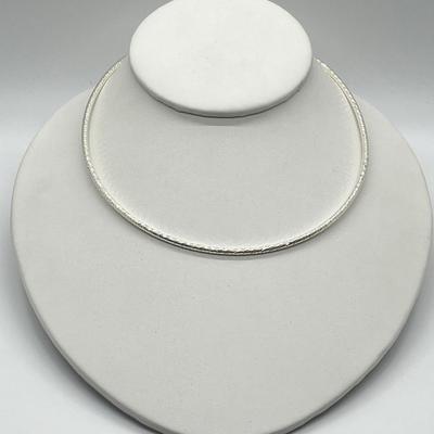 LOT 180: Sterling Silver 18" Diamond Cut Omega Wire Necklace