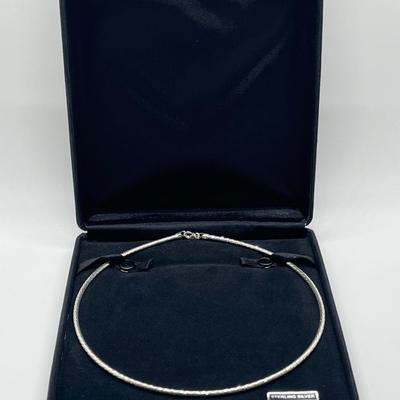LOT 180: Sterling Silver 18" Diamond Cut Omega Wire Necklace