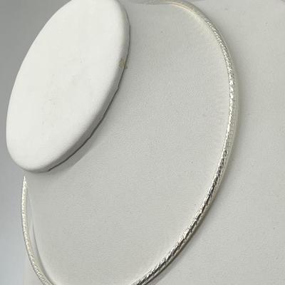 LOT 180: Sterling Silver 18" Diamond Cut Omega Wire Necklace
