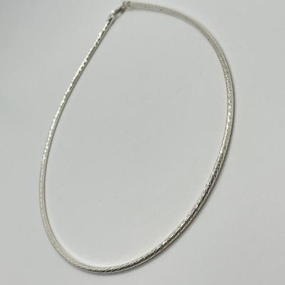 LOT 180: Sterling Silver 18" Diamond Cut Omega Wire Necklace