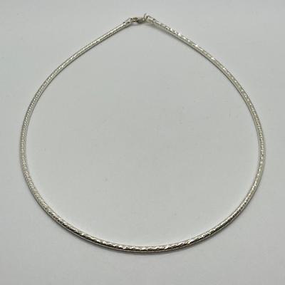 LOT 180: Sterling Silver 18" Diamond Cut Omega Wire Necklace