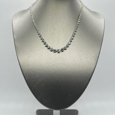 LOT 182: Diamonique Sterling Silver 20.45 ct tw Graduated 17" Necklace