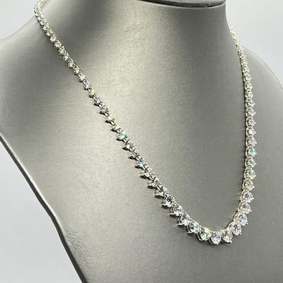 LOT 182: Diamonique Sterling Silver 20.45 ct tw Graduated 17" Necklace