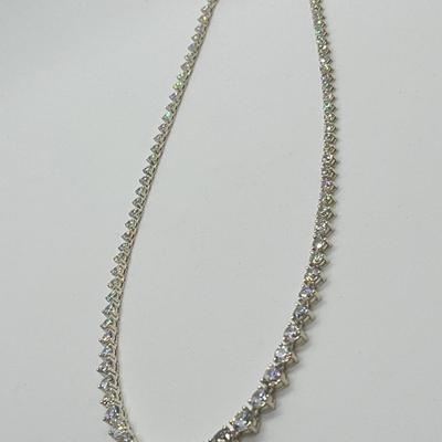 LOT 182: Diamonique Sterling Silver 20.45 ct tw Graduated 17" Necklace