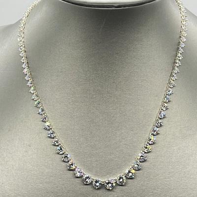LOT 182: Diamonique Sterling Silver 20.45 ct tw Graduated 17" Necklace