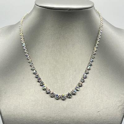 LOT 182: Diamonique Sterling Silver 20.45 ct tw Graduated 17" Necklace
