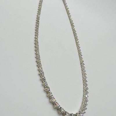LOT 182: Diamonique Sterling Silver 20.45 ct tw Graduated 17" Necklace
