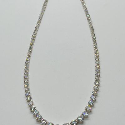 LOT 182: Diamonique Sterling Silver 20.45 ct tw Graduated 17" Necklace