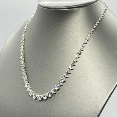 LOT 182: Diamonique Sterling Silver 20.45 ct tw Graduated 17" Necklace