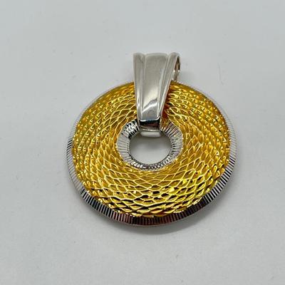 LOT 183: Sterling Silver Reversible Pendant w/Collar and three Colored Leather Cords