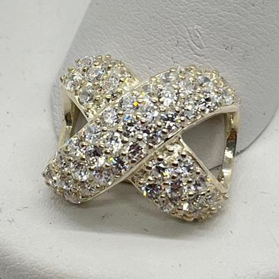 LOT 184: Sterling Silver Diamonique "X" Design Slide Pendant