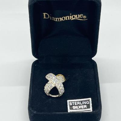LOT 184: Sterling Silver Diamonique "X" Design Slide Pendant