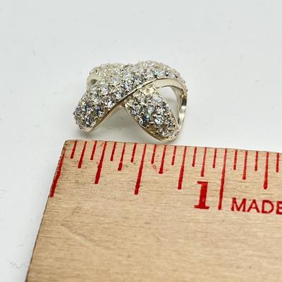 LOT 184: Sterling Silver Diamonique "X" Design Slide Pendant