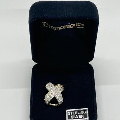 LOT 184: Sterling Silver Diamonique "X" Design Slide Pendant
