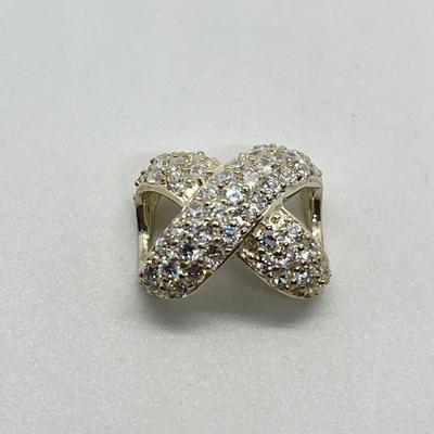 LOT 184: Sterling Silver Diamonique "X" Design Slide Pendant