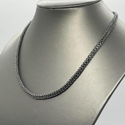LOT 185: Suspicion Sterling Silver & Marcasite Woven 18" Necklace