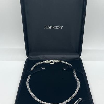 LOT 185: Suspicion Sterling Silver & Marcasite Woven 18" Necklace