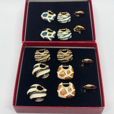 LOT 186: Kenneth Jay Lane Interchangeable Earrings - Pierced and Clip-On