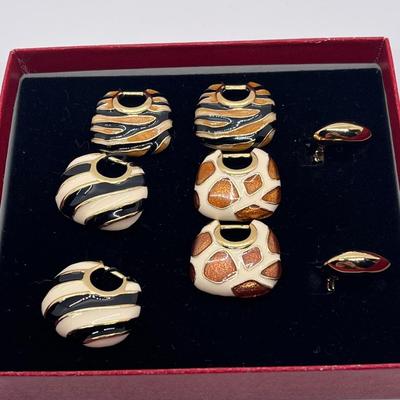 LOT 186: Kenneth Jay Lane Interchangeable Earrings - Pierced and Clip-On