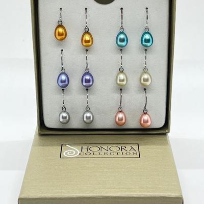LOT 187: 6 Pairs Honora Cultured Pearl Drop Earrings