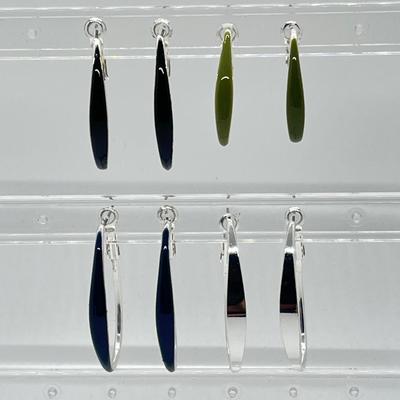LOT 188: Four Pairs Teardrop Hoop Earrings