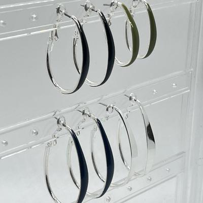 LOT 188: Four Pairs Teardrop Hoop Earrings