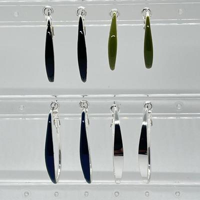 LOT 188: Four Pairs Teardrop Hoop Earrings