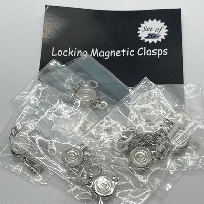 LOT 189: Nine Silvertone Locking Magnetic Jewelry Clasps