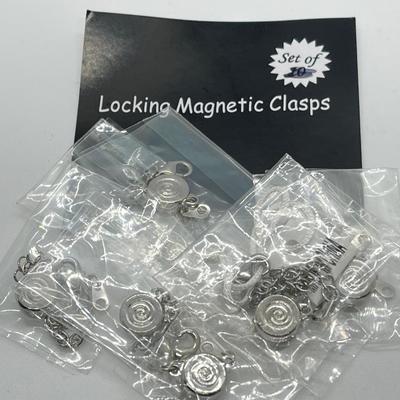 LOT 189: Nine Silvertone Locking Magnetic Jewelry Clasps