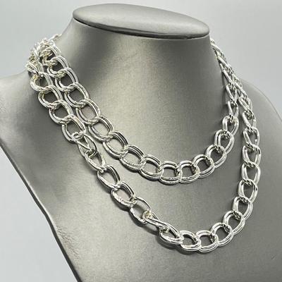 LOT 190: Two Twisted Double Link 8" Bracelets & 34" Necklace
