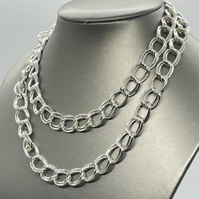 LOT 190: Two Twisted Double Link 8" Bracelets & 34" Necklace
