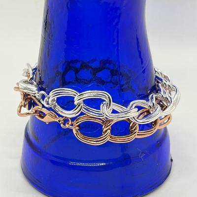 LOT 190: Two Twisted Double Link 8" Bracelets & 34" Necklace
