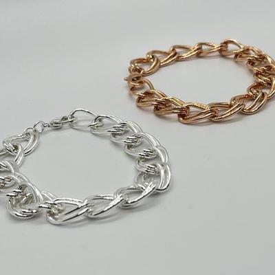 LOT 190: Two Twisted Double Link 8" Bracelets & 34" Necklace