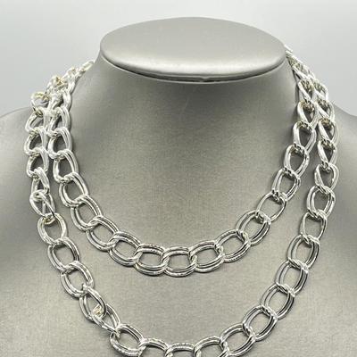 LOT 190: Two Twisted Double Link 8" Bracelets & 34" Necklace