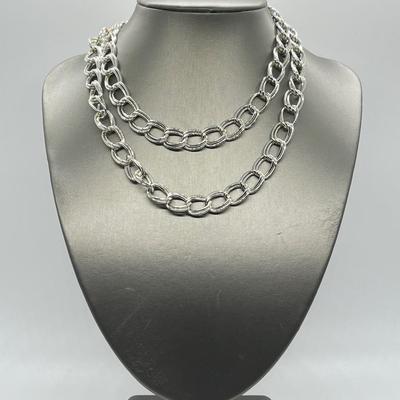 LOT 190: Two Twisted Double Link 8" Bracelets & 34" Necklace