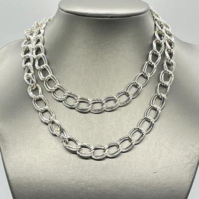 LOT 190: Two Twisted Double Link 8" Bracelets & 34" Necklace
