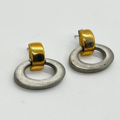 LOT 195: Sarah Coventry Door Knocker Style Pierced Earrings (Missing One Back)