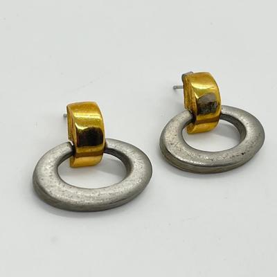 LOT 195: Sarah Coventry Door Knocker Style Pierced Earrings (Missing One Back)