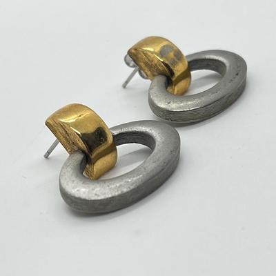 LOT 195: Sarah Coventry Door Knocker Style Pierced Earrings (Missing One Back)
