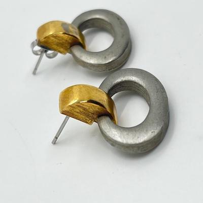 LOT 195: Sarah Coventry Door Knocker Style Pierced Earrings (Missing One Back)